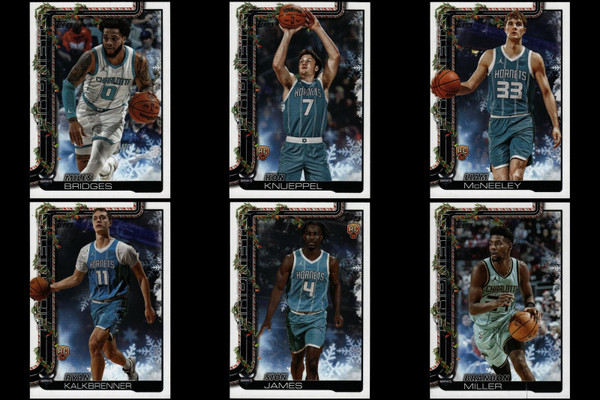 2025 Topps Holiday Basketball - Hornets 6 Card Lot - Bridges, McNeeley, Miller