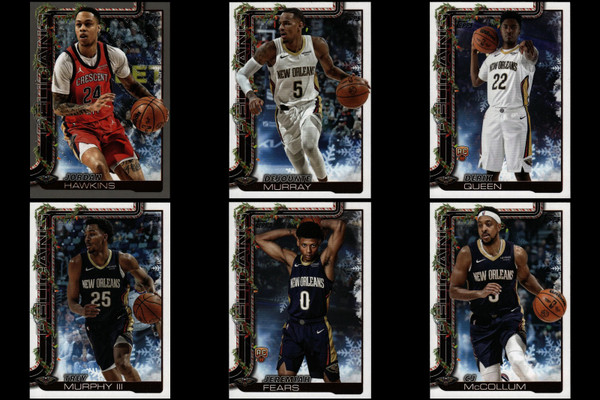 2025 Topps Holiday Basketball - Pelicans 6 Card Lot - Hawkins, Murray, Queen