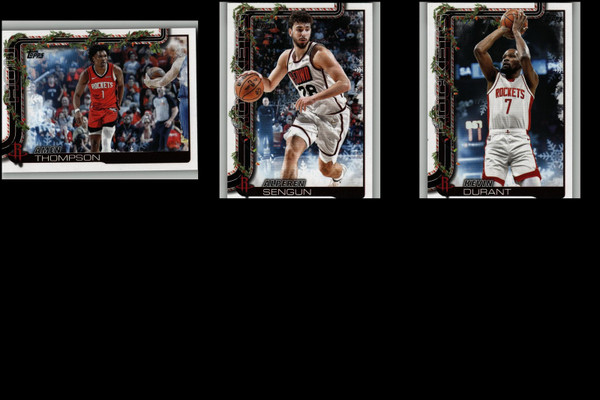 2025 Topps Holiday Basketball - Rockets 3 Card Lot - Durant, Thompson, Sengun