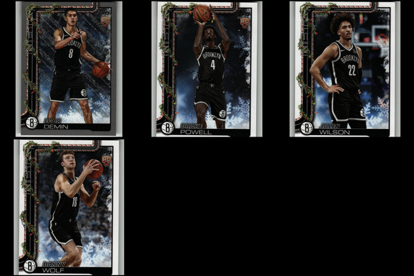 2025 Topps Holiday Basketball - Nets 4 Card Lot - Wilson, Powell, Wolf