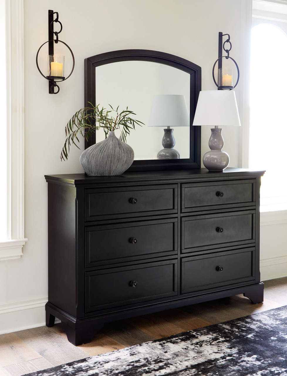 Black dresser with mirror shop set