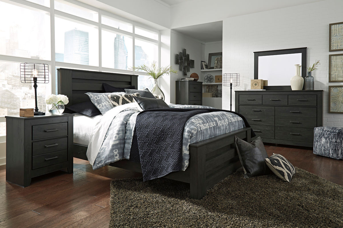 signature design by ashley brinxton dresser The Brinxton Charcoal 8 Pc. Dresser, Mirror, Chest, Queen Panel Bed, 2  Nightstands available at Wier Furniture serving Lewistown, MT and  surrounding areas