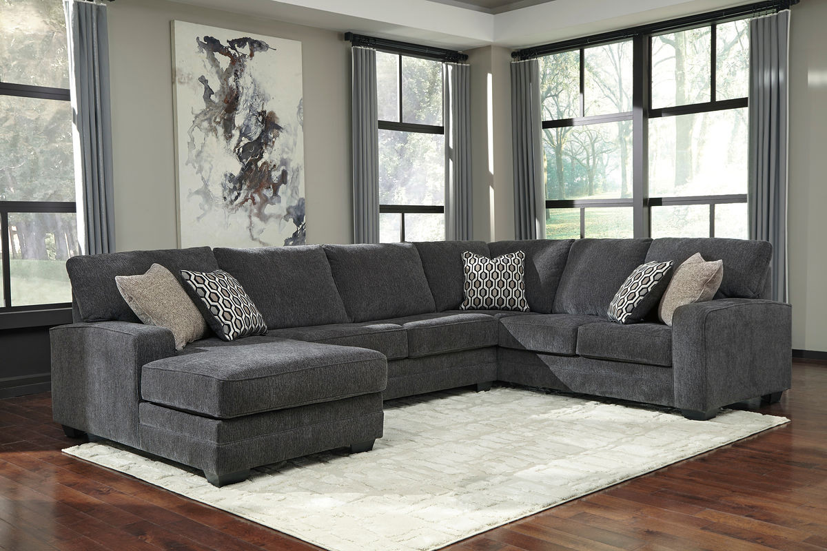The Tracling Slate Left Arm Facing Corner Chaise, Armless Loveseat
