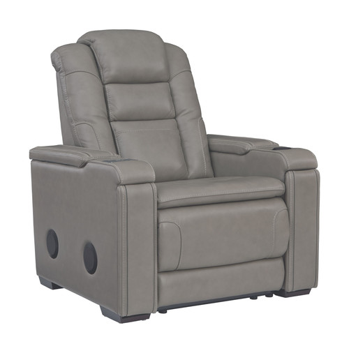 Boerna Gray Power Recliner/Adj Headrest