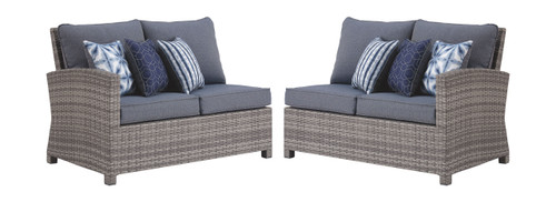 Salem Gray Raf/laf Loveseat W/Cush (Set of 2)
