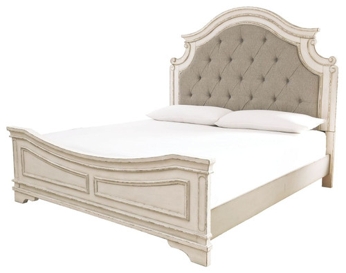Realyn Two-tone King Upholstered Panel Bed