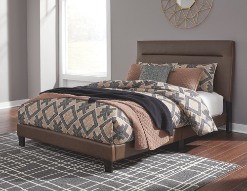 Adelloni Brown Queen Upholstered Hdbd/Ftbd/Roll Slats