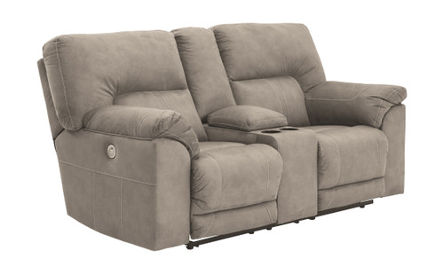 Cavalcade Slate Double Reclining Power Loveseat W/Console