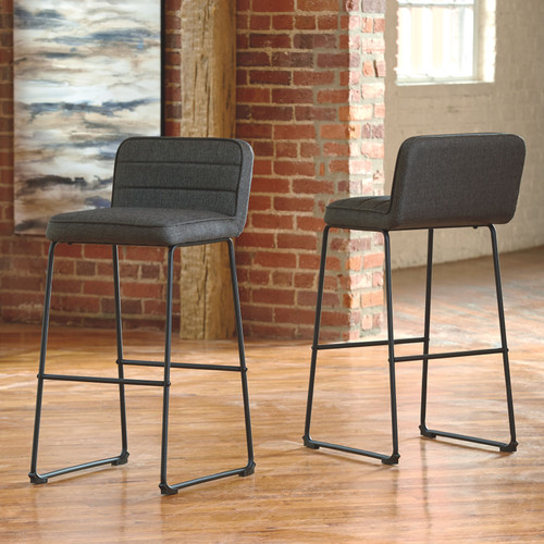 Nerison Gray / Black Tall Upholstered Barstool (Set of 2)