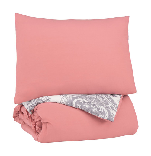 Avaleigh Pink / White / Gray Twin Comforter Set