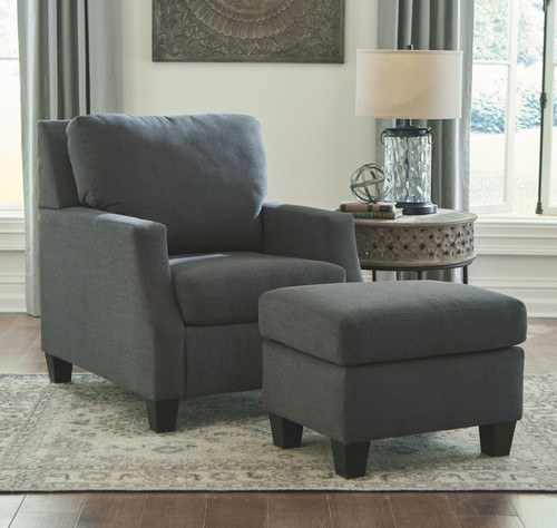 Bayonne Charcoal 2 Pc. Chair, Ottoman