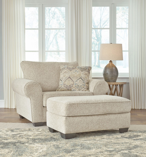 Haisley Ivory 2 Pc. Chair And A Half, Ottoman