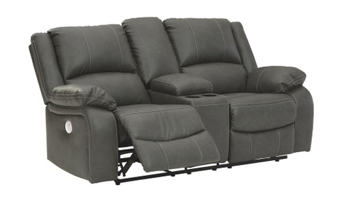 Calderwell Gray Double Reclining Power Loveseat W/Console Calderwell Gray Double Reclining Power Loveseat W/Console