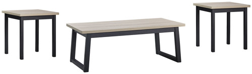 Waylowe Natural / Black Occasional Table Set (Set of 3)