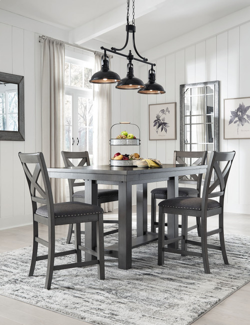 Myshanna Gray 5 Pc. Counter Extension Table, 4 Barstools