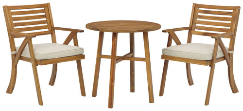 Vallerie Brown Chairs W/Cush/Table Set (Set of 3)