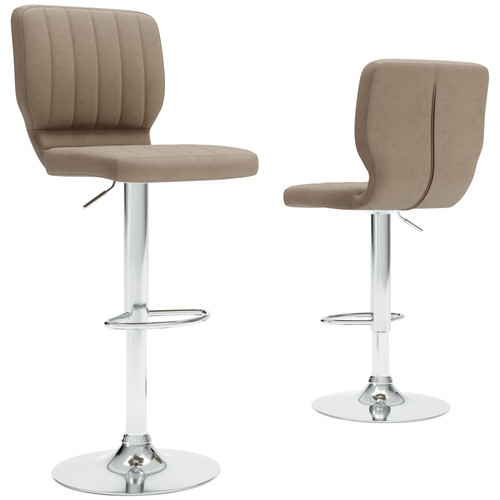 Pollzen Taupe Tall Upholstered Swivel Barstool(Set of 2)
