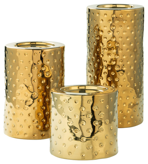 Marisa Gold Finish Candle Holder Set (Set of 3)