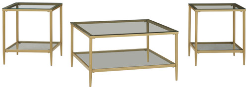 Zerika Gold Finish Occasional Table Set (Set of 3)