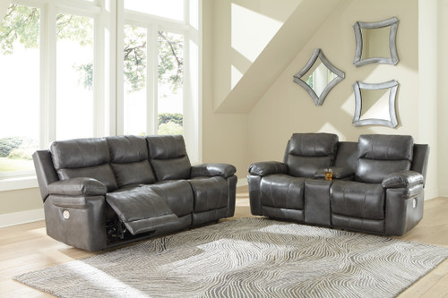Edmar Charcoal 2 Pc. Power Sofa, Loveseat