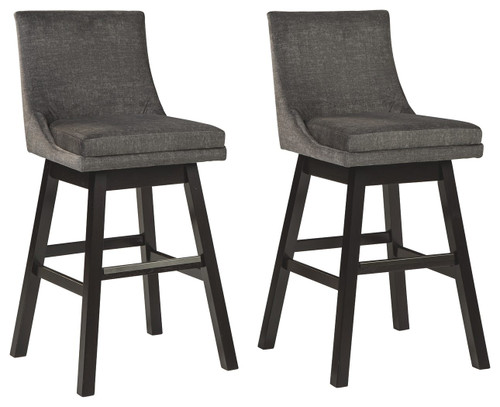 Tallenger Dark Gray Tall Upholstered Swivel Barstool(Set of 2)