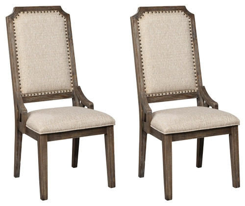 Wyndahl Rustic Brown Dining Upholstered Side Chair (Set of 2) Framed Back