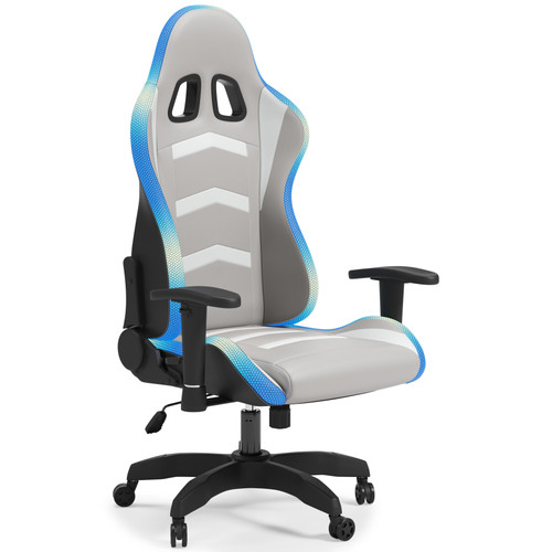 Lynxtyn White / Gray Home Office Swivel Desk Chair Lynxtyn White / Gray Home Office Swivel Desk Chair