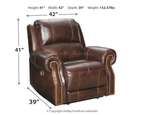 Buncrana Chocolate Power Recliner/Adj Headrest - Thumbnail 2