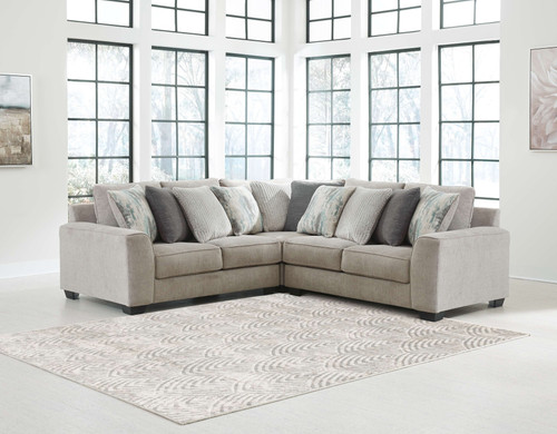 Ardsley Pewter Right Arm Facing Loveseat 3 Pc Sectional