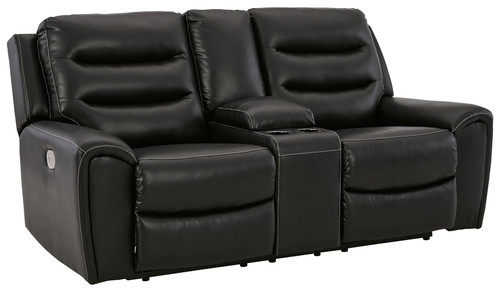 Warlin Black Power Reclining Loveseat/Con/Adj Hdrst Warlin Black Power Reclining Loveseat/Con/Adj Hdrst