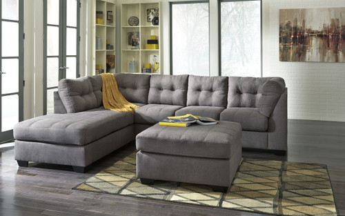 Maier Charcoal 3 Pc. Left Arm Facing Chaise 2 Pc Sectional, Ottoman