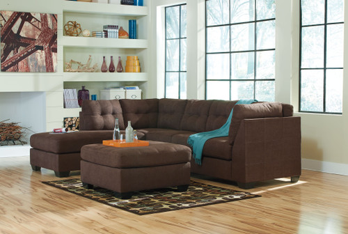 Maier Walnut 3 Pc. Left Arm Facing Chaise 2 Pc Sectional, Ottoman