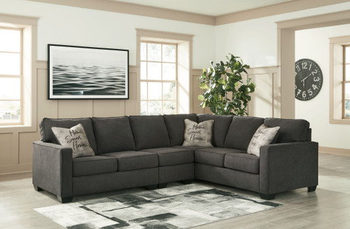 Lucina Charcoal Left Arm Facing Loveseat 3 Pc Sectional
