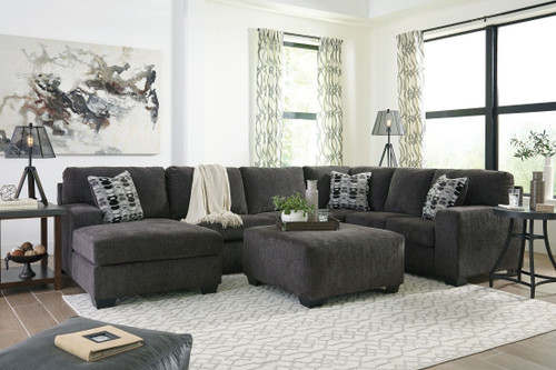 Ballinasloe Smoke 4 Pc. Left Arm Facing Chaise 3 Pc Sectional, Ottoman