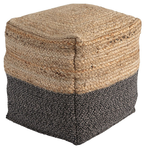 Sweed Natural / Black Pouf Rectangular