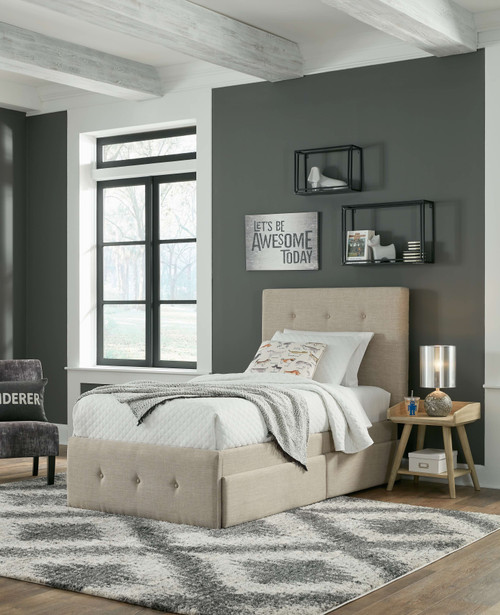Gladdinson Gray Twin Upholstered Storage Bed