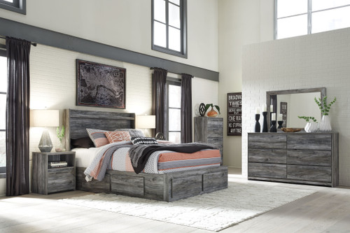 Baystorm Gray 9 Pc. Dresser, Mirror, Queen Panel Bed With 6 Storage Drawers, 2 Nightstands