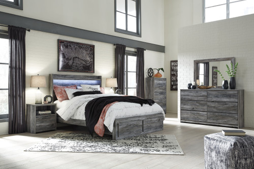 Baystorm Gray 8 Pc. Dresser, Mirror, Queen Panel Bed With 2 Storage Drawers, 2 Nightstands