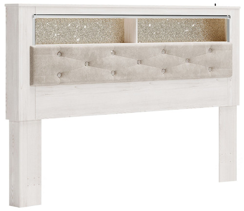 Altyra White King Upholstered Panel Bookcase Hdbd Altyra White King Upholstered Panel Bookcase Hdbd
