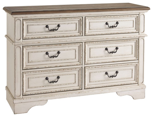 Realyn White / Brown / Beige Dresser 6-drawer
