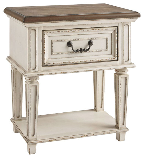 Realyn Chipped White One Drawer Night Stand