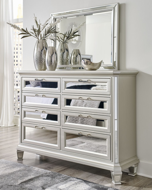 black and silver dresser Silver Bedroom Group w/ Black Velvet – Pacific Imports, Inc main image 1