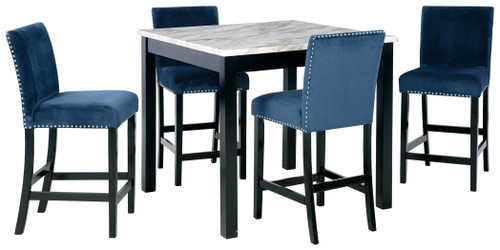 Cranderlyn Black / Gray / Blue Square Counter Table Set (Set of 5)