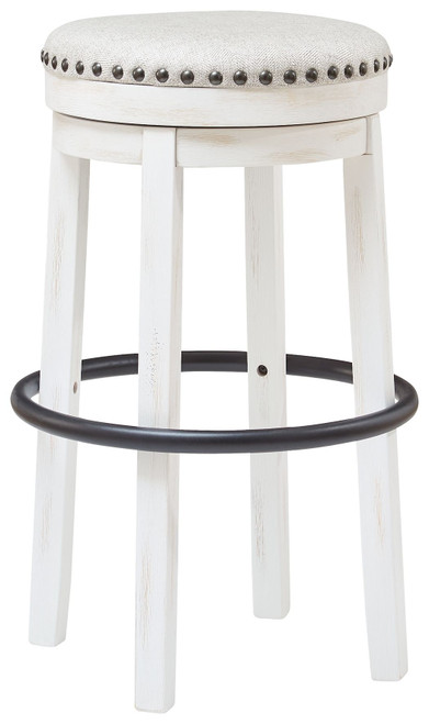 Valebeck White / Black Tall Upholstered Swivel Stool