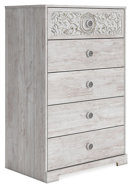 Paxberry Whitewash Five Drawer Chest