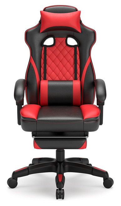 The Lynxtyn Red / Black Home Office Swivel Desk Chair With Pull