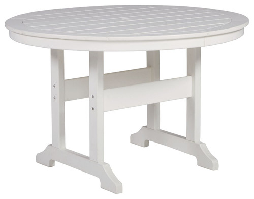 Crescent Luxe White Round Dining Table W/Umb Opt