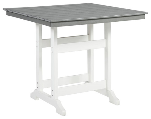 Transville Gray / White Square Counter Table W/Umb Opt