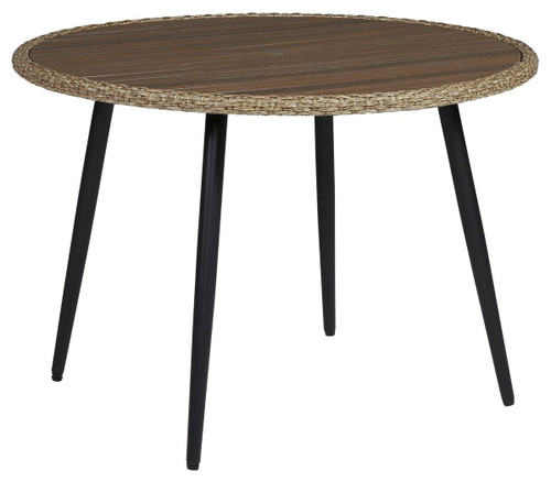 Amaris Brown / Black Round Dining Table