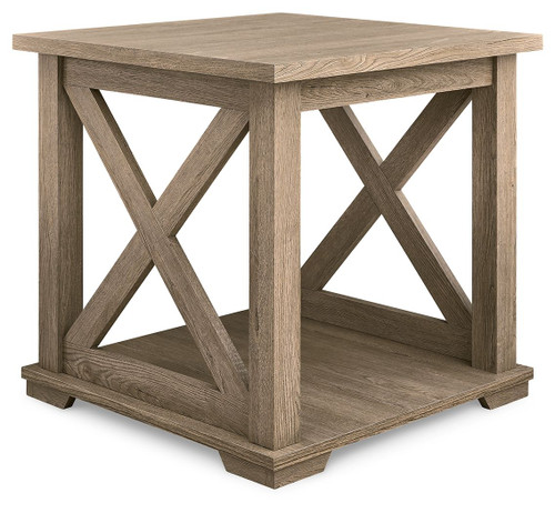 Elmferd Light Brown Square End Table